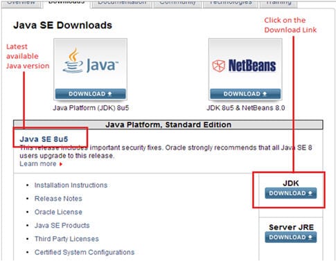 страница загрузки Java