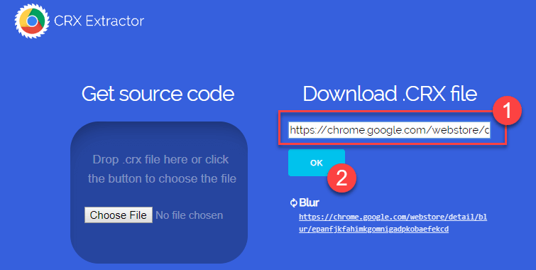 Ввод  в текстовое поле URL-адреса расширения Chrome - Ad Blocker