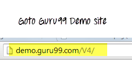переход на демонстрационный сайт demo.guru99.com/V4/