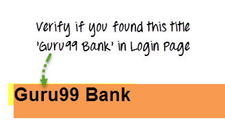 проверка наличия текста "Guru99 Bank" на главной странице
