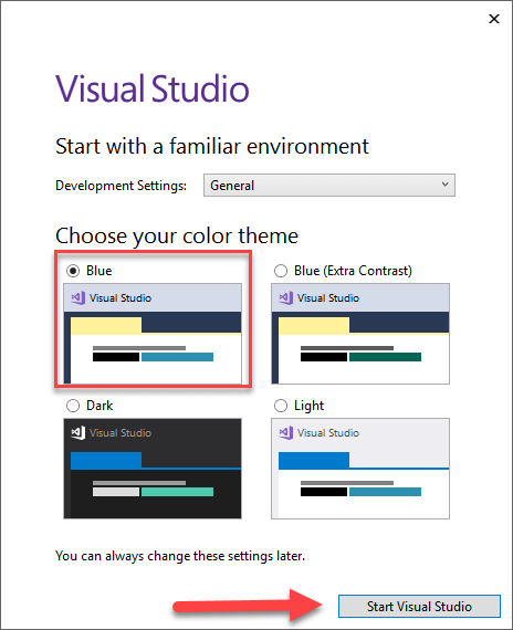 Выбор цветовой темы в Visual Studio